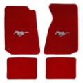 64-73 Floor mats, red w/Silver Pony emblem (Convertible)